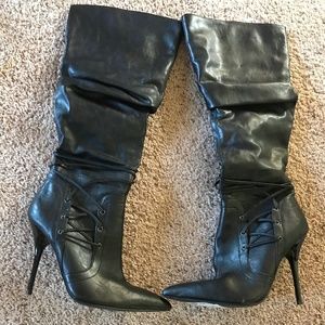 ALDO Black Leather Knee High Boots